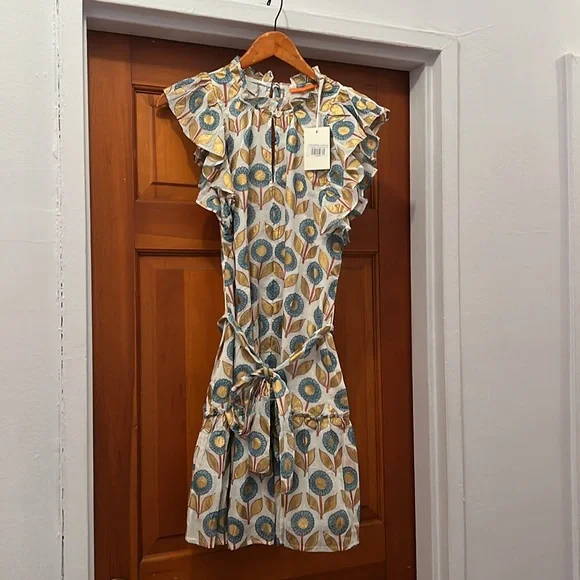 Oliphant Flirty Ruffle Hem Mini Dress - Picture 1 of 9